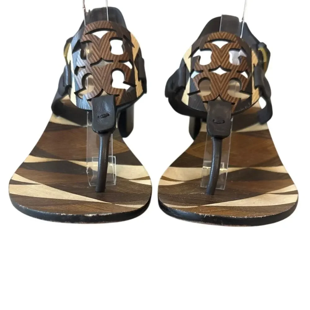 Tory Burch Miller Block Heel Sandals Geometric‎ Print 7.5
